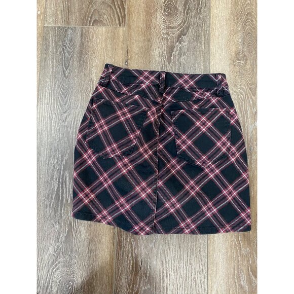 Plaid Mini Skirt With Front Zipper & Pockets - Juniors Size 7/28W - Picture 4 of 6